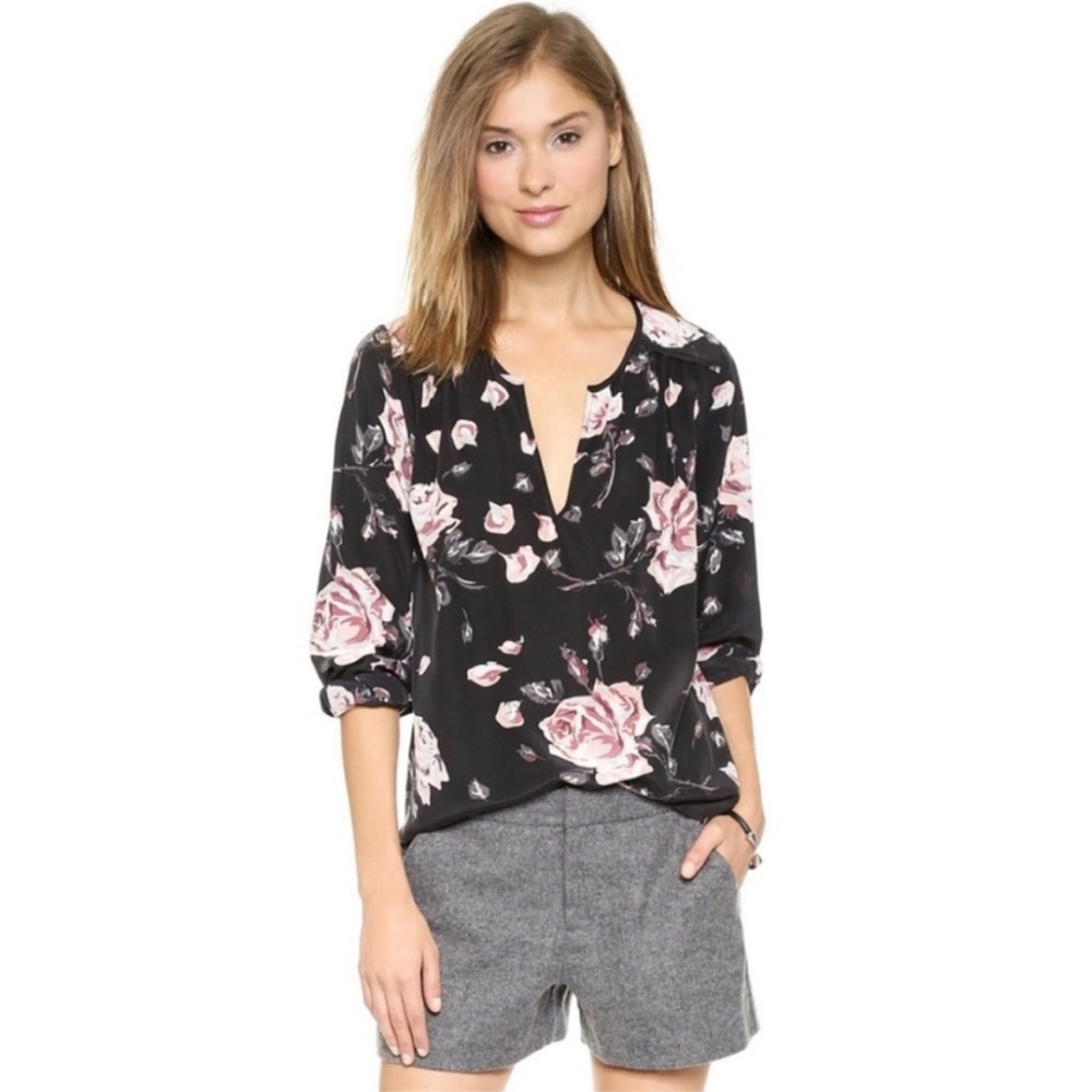 Joie | Tops| Joie Odette Black Rose floral print blouse | size S
